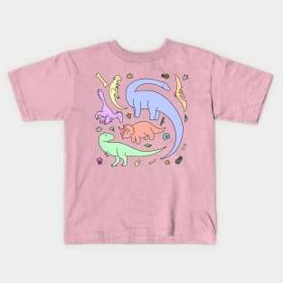 Pastel Colors Dinosaur Pattern Kids T-Shirt